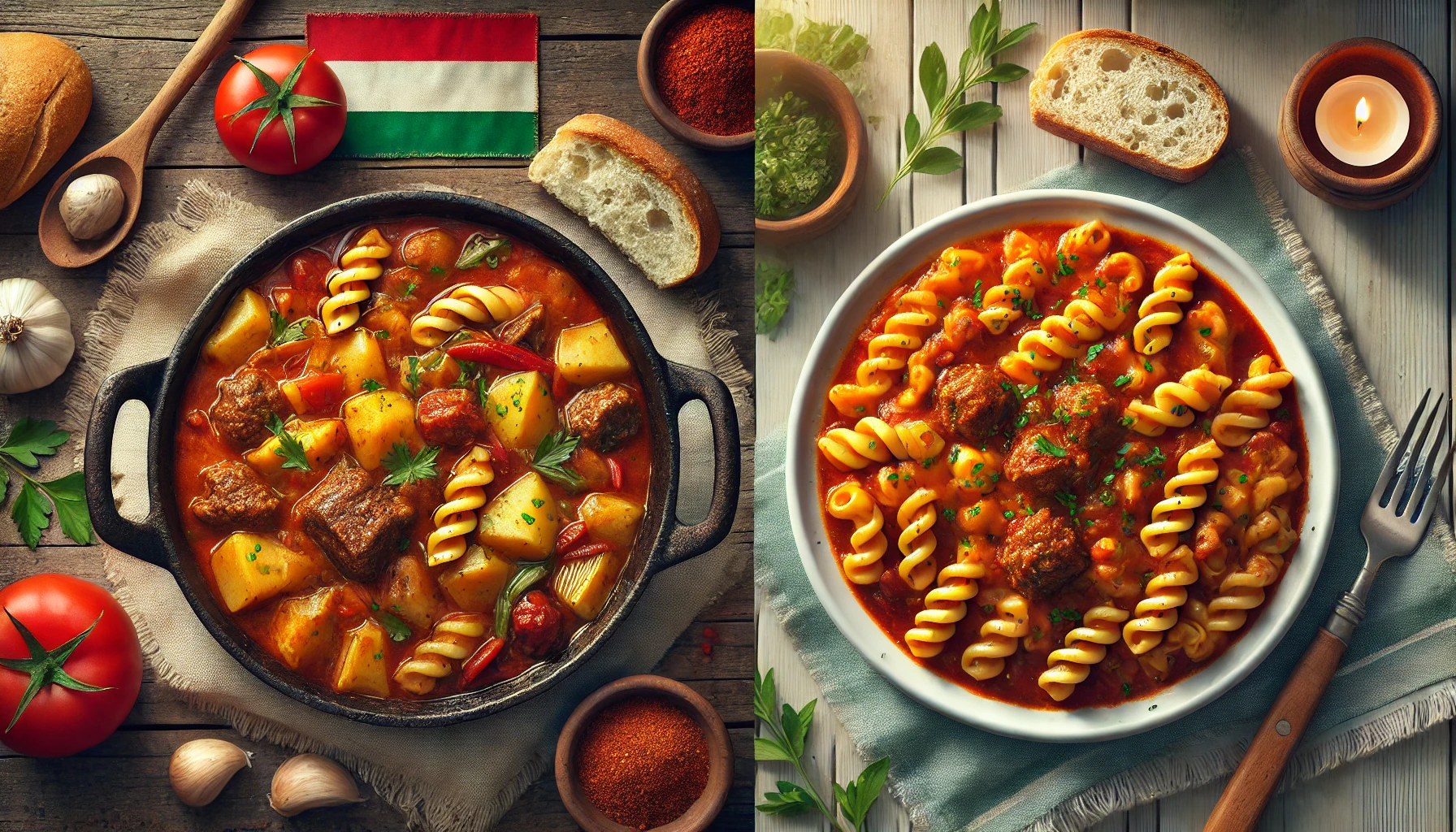 Hungarian and American goulash